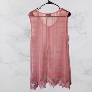 Simply Noelle Peach Tunic Top Sleeveless Sequins XXL